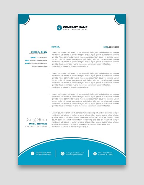 Modelo de papel timbrado empresarial e corporativo moderno