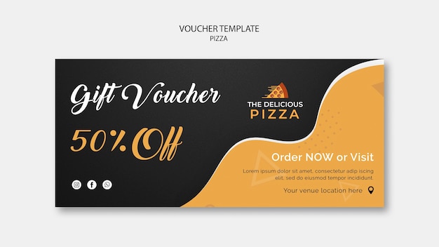 Modelo de pizza de comprovante 50% de desconto