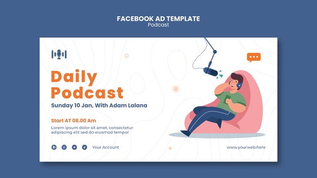 Modelo de podcast no ar para facebook