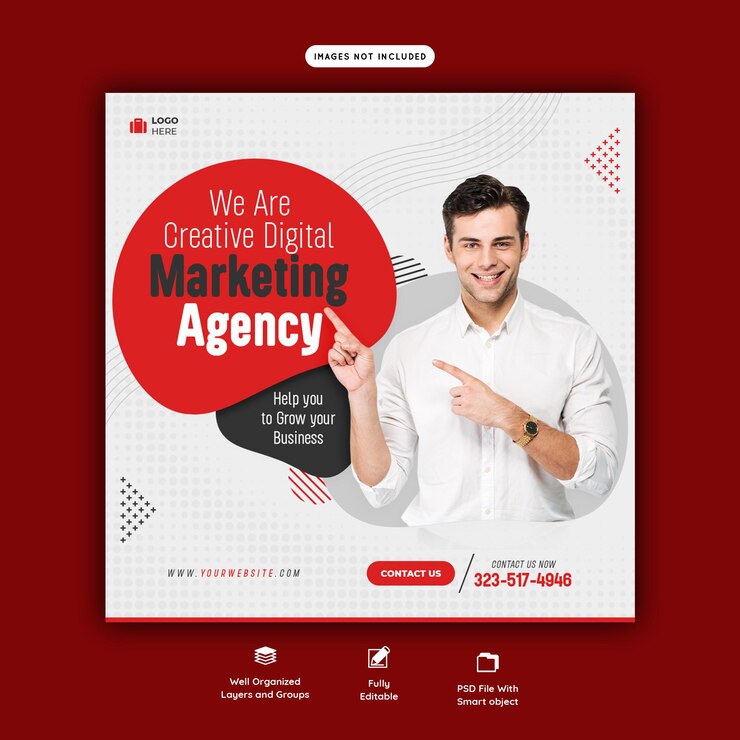 PSD grátis modelo de postagem de agência de marketing digital e mídia social corporativa