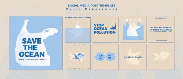 Modelo de postagem de gerenciamento de resíduos em mídia social