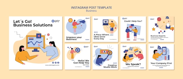 Modelo de postagem de instagram de negócios de design plano