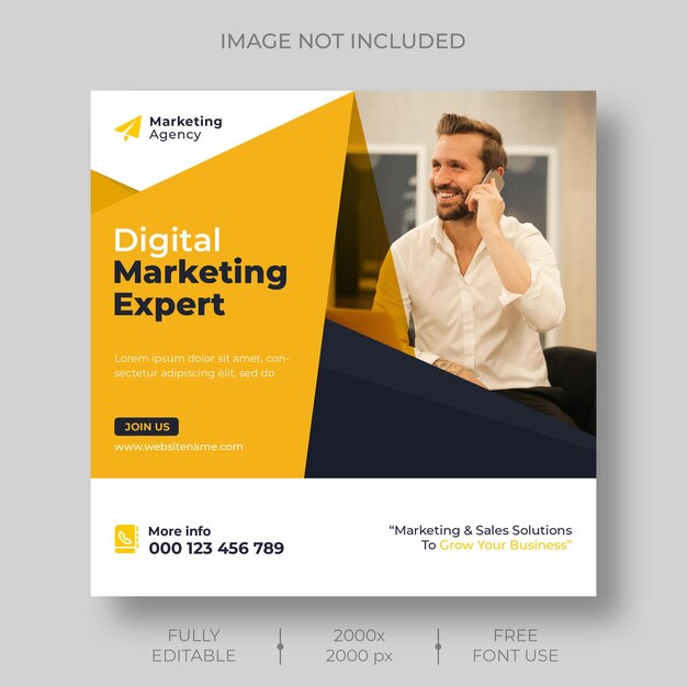 Modelo de postagem de marketing de mídia social digital e Instagram