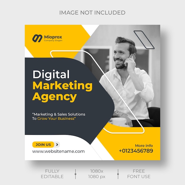 Modelo de postagem de marketing de mídia social digital e Instagram