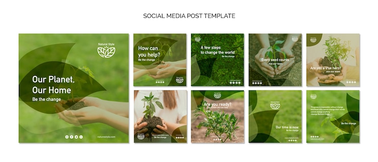 PSD grátis modelo de postagem de mídia social com tema de ambiente