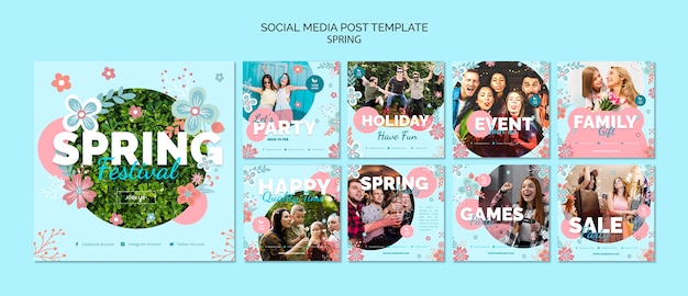 PSD grátis modelo de postagem de mídia social com tema de primavera