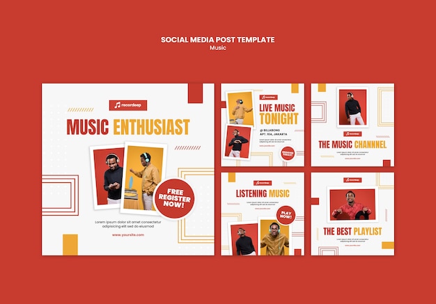 Modelo de postagem de mídia social de conceito musical