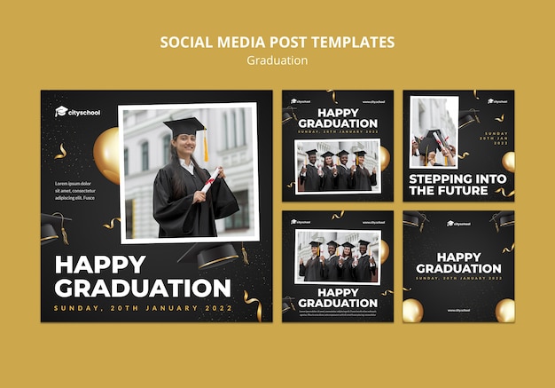 Modelo de postagem de mídia social de formatura feliz