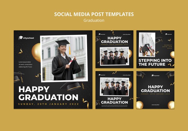 Modelo de postagem de mídia social de formatura feliz