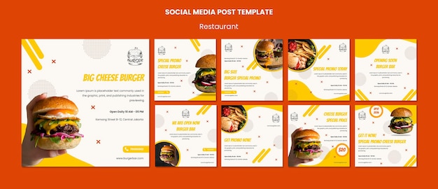 PSD grátis modelo de postagem de mídia social de hambúrguer restaurante