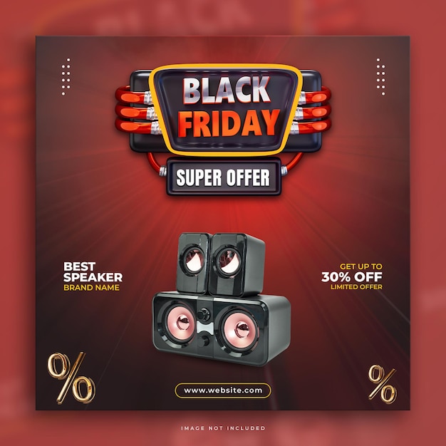 PSD grátis modelo de postagem de mídia social de super oferta da black friday