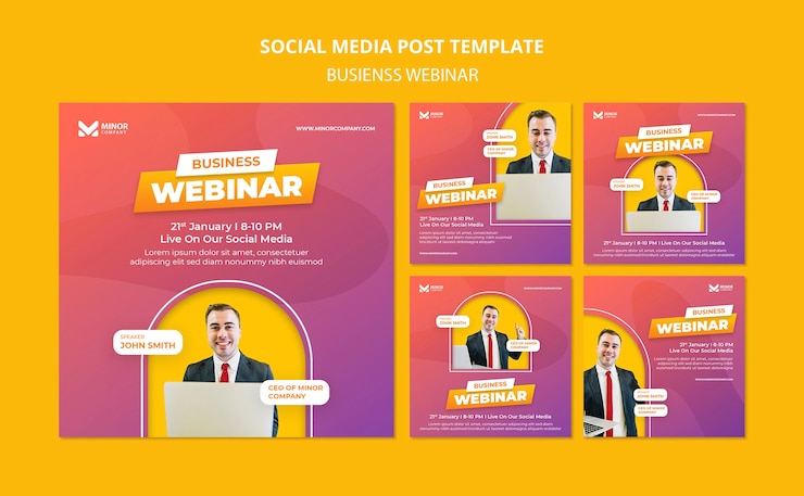 PSD grátis modelo de postagem de mídia social de webinar de negócios