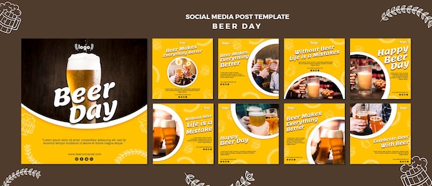 Modelo de postagem de mídia social do dia da cerveja