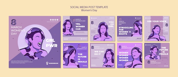 Modelo de postagem de mídia social do dia da mulher