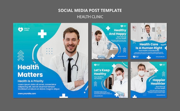 PSD grátis modelo de postagem de mídia social em clínica de saúde