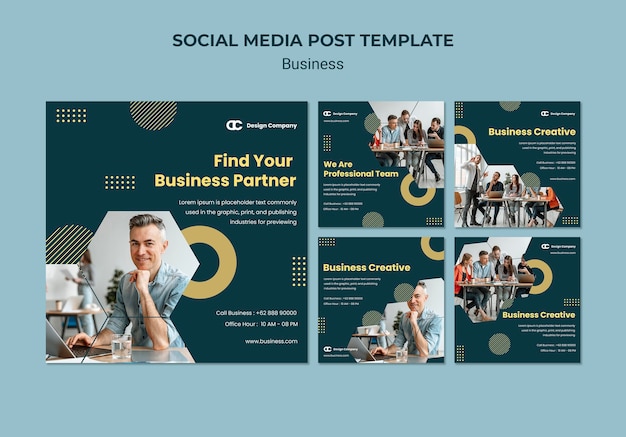 Modelo de postagem de mídia social empresarial