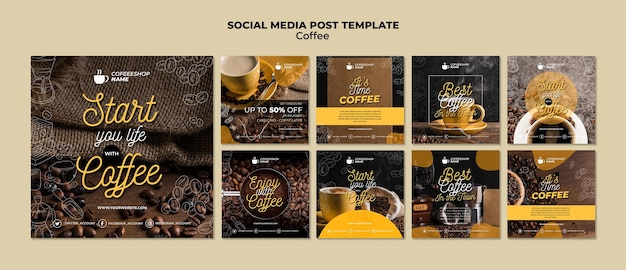 Modelo de postagem de mídia social para café