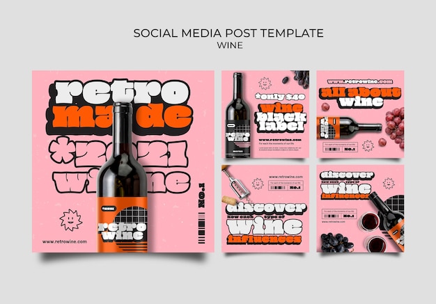 Modelo de postagem de mídia social retrô de vinho