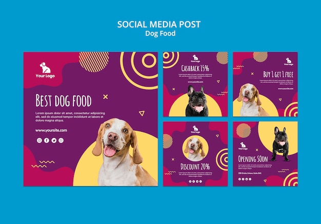 Modelo de postagem de mídias sociais de comida de cachorro