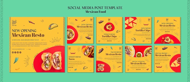 PSD grátis modelo de postagem de mídias sociais de comida mexicana