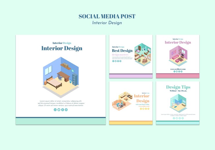 PSD grátis modelo de postagem de mídias sociais de design de interiores
