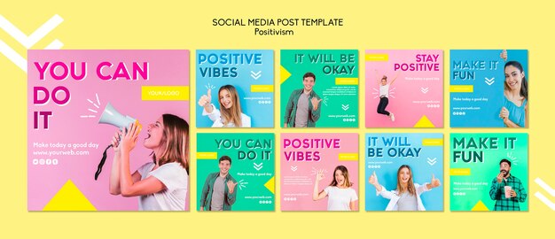 Modelo de postagem de mídias sociais do positivismo