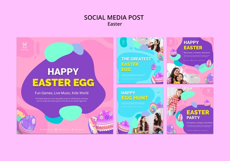 PSD grátis modelo de postagem do instagram colorido ovo de páscoa