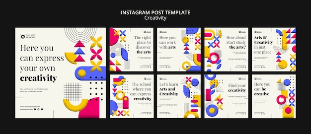 PSD grátis modelo de postagem do instagram de criatividade de design plano