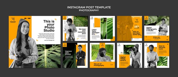 Modelo de postagem do instagram de fotografia de design plano