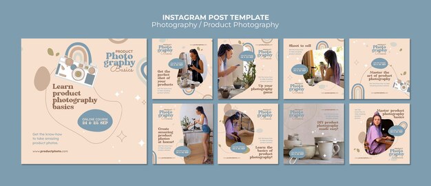 Modelo de postagem do instagram de fotografia de design plano