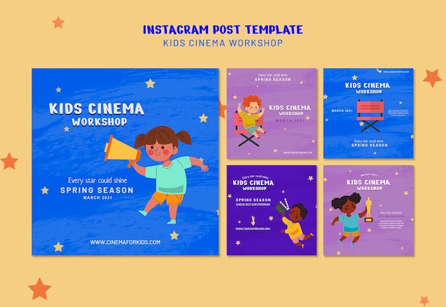 Modelo de postagem do instagram para crianças no cinema