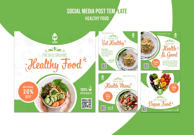 Modelo de postagem em mídia social de comida saudável