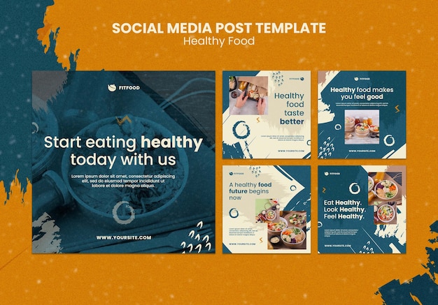 PSD grátis modelo de postagem em mídia social de comida saudável