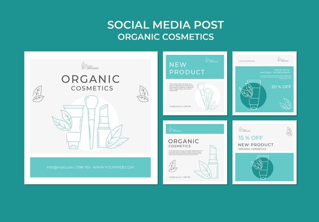 Modelo de postagem em mídia social de cosméticos orgânicos