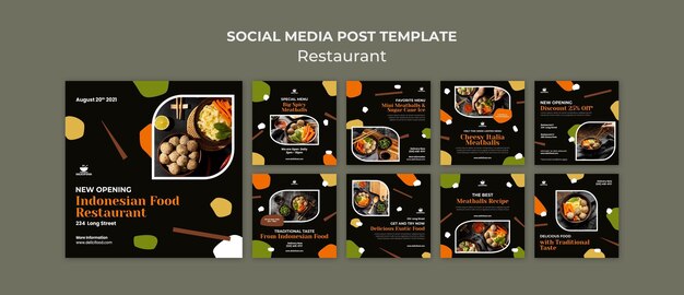 Modelo de postagem em mídia social de culinária indonésia