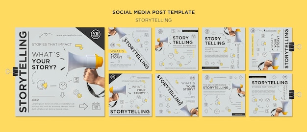 PSD grátis modelo de postagem em mídia social para contar histórias
