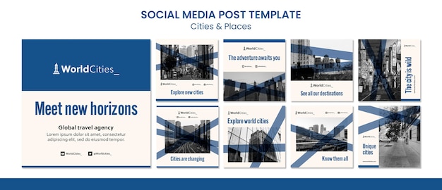 Modelo de postagem em redes sociais de cidades e lugares