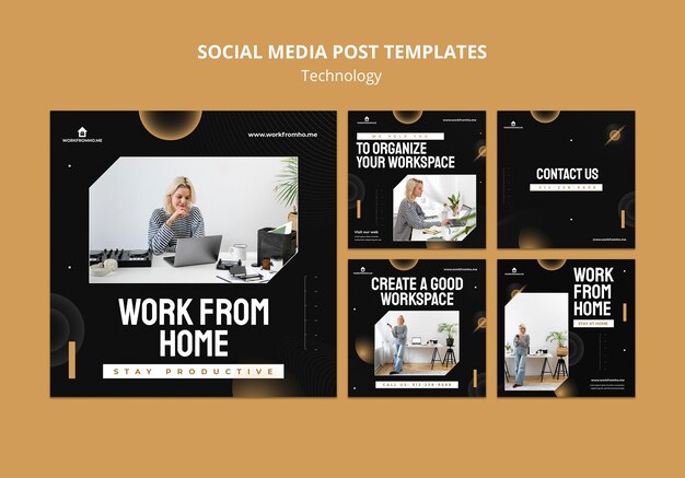 Modelo de postagem em redes sociais de teletrabalho