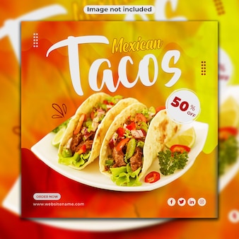 Modelo de postagem especial de tacos mexicanos em mídia social