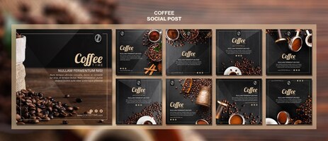 PSD grátis modelo de postagem - mídia social de conceito de café
