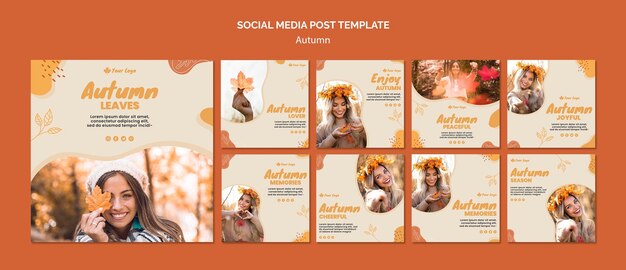 Modelo de postagem - mídia social de conceito outono