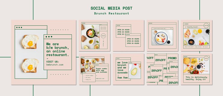 PSD grátis modelo de postagem - mídia social de restaurante de brunch