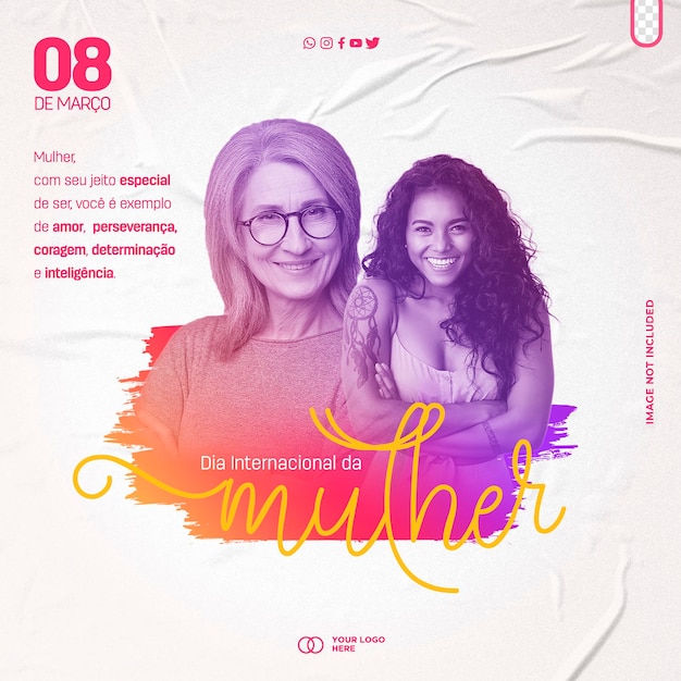 Modelo de postagem mídia social dia internacional da mulher 8 de março dia internacional da mulher no brasil