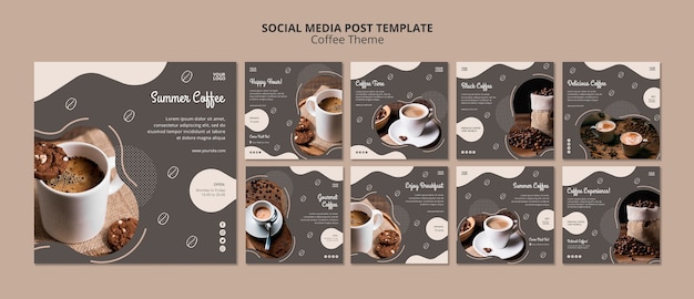 Modelo de postagem - mídia social do conceito de café