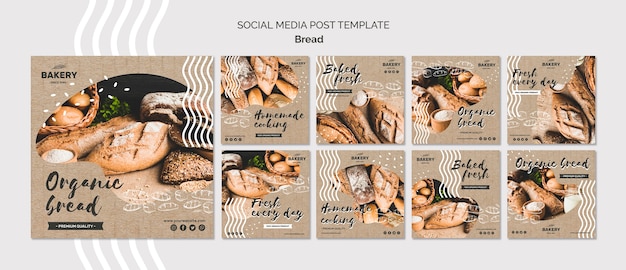 Modelo de postagem - mídia social do conceito de pão