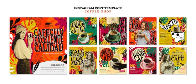 PSD grátis modelo de postagem no instagram de cafeteria