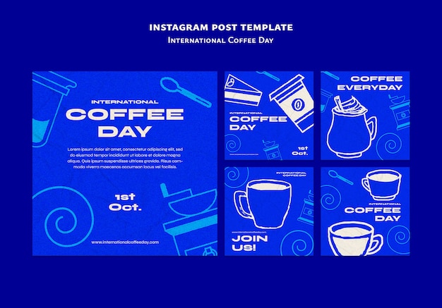 PSD grátis modelo de postagem no instagram do dia internacional do café