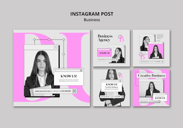 Modelo de postagens de estratégia de negócios no instagram