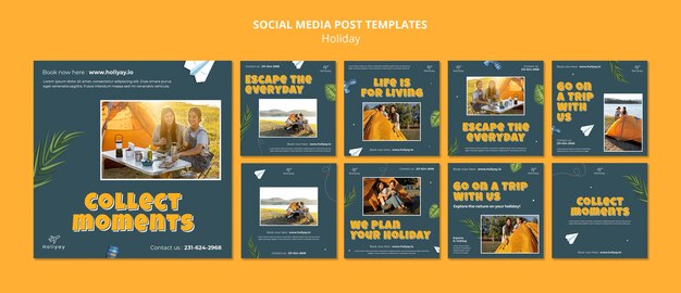 Modelo de postagens divertidas do instagram de férias