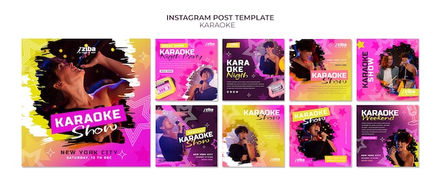 PSD grátis modelo de postagens divertidas do instagram de karaokê